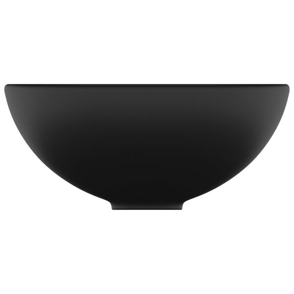 vidaXL Lavabo rond de salle de bain Noir mat 32,5x14 cm C&eacute;ramique