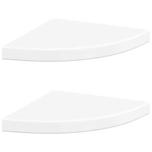 vidaXL &Eacute;tag&egrave;res d'angle flottantes 2pcs blanc brillant 35x35x3,8cm MDF