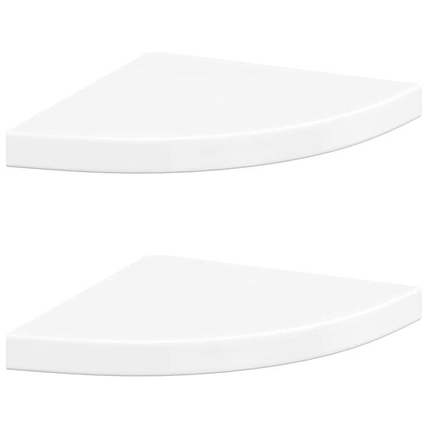 vidaXL &Eacute;tag&egrave;res d'angle flottantes 2pcs blanc brillant 35x35x3,8cm MDF