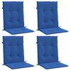 vidaXL Coussins de chaise de jardin &agrave; dossier bas lot de 4 bleu royal