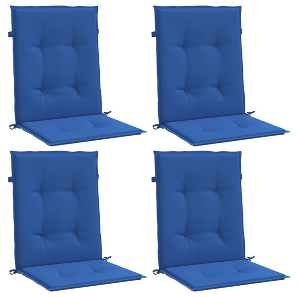 vidaXL Coussins de chaise de jardin &agrave; dossier bas lot de 4 bleu royal