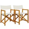 vidaXL Chaises de r&eacute;alisateur pliables lot de 2 blanc cr&egrave;me tissu