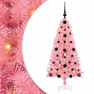 vidaXL Sapin de No&euml;l avec 150 LED avec support Rose 120 cm PVC