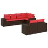 vidaXL Ensemble de canap&eacute; de jardin 7 pcs avec coussins marron r&eacute;sine tress&eacute;e