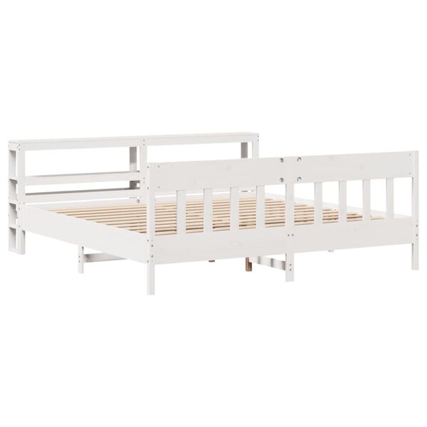 vidaXL Cadre de lit sans matelas blanc 200x200 cm bois massif de pin
