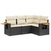 vidaXL Salon de jardin 4 pcs avec coussins noir r&eacute;sine tress&eacute;e