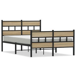 vidaXL Cadre de lit en m&eacute;tal sans matelas ch&ecirc;ne sonoma 120x190 cm