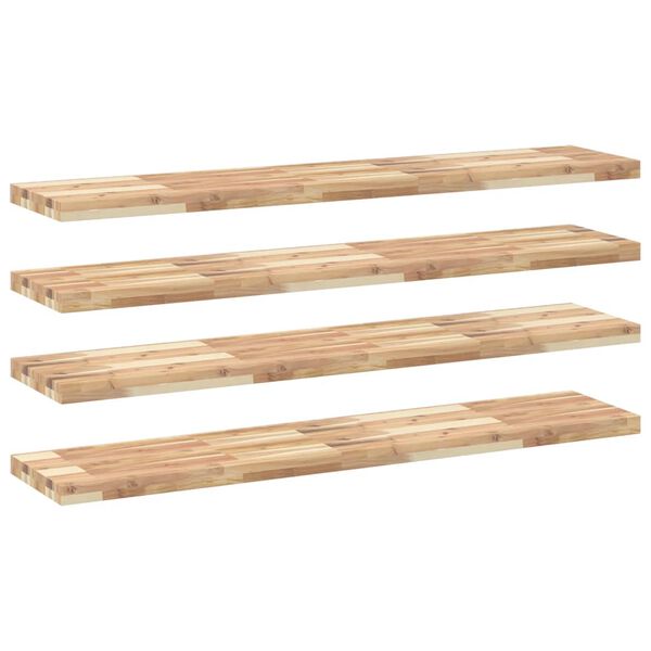 vidaXL &Eacute;tag&egrave;res flottantes 4 pcs 120x30x4 cm acacia massif non trait&eacute;