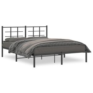 vidaXL Cadre de lit m&eacute;tal sans matelas et t&ecirc;te de lit noir 160x200 cm