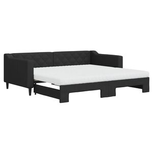 vidaXL Lit de jour avec gigogne et matelas noir 90x190 cm tissu