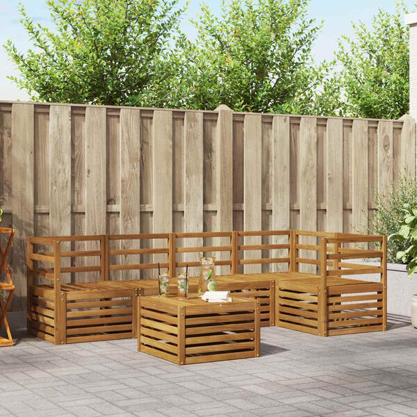 vidaXL Ensembles de canap&eacute;s 6 pcs Naturel Bois d'Acacia Massif