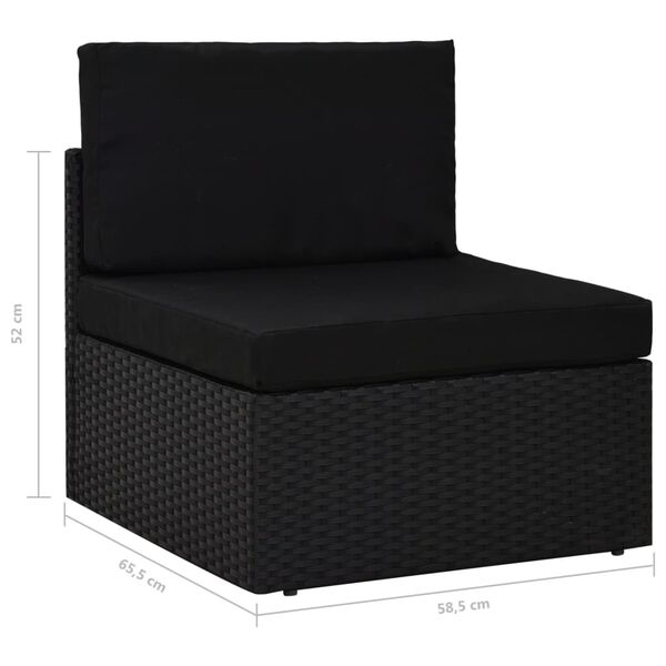 vidaXL Salon de jardin 5 pcs avec coussins Noir Résine tressée