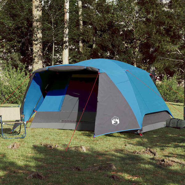 vidaXL Tente de camping avec porche 4 personnes bleu imperm&eacute;able
