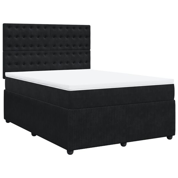 vidaXL Sommier &agrave; lattes de lit avec matelas Noir 140x190 cm Velours