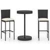 vidaXL Ensemble de bar de jardin 3 pcs et coussins R&eacute;sine tress&eacute;e Noir