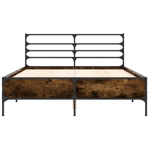 vidaXL Cadre de lit sans matelas chêne fumé 135x190 cm