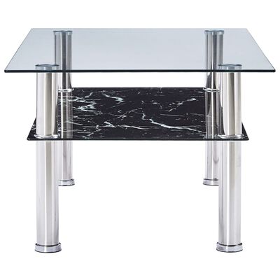 vidaXL Table basse à l'aspect de marbre Noir 100x60x42 cm Verre trempé