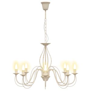 vidaXL Lustre r&eacute;glable E14 m&eacute;tal Blanc antique &Oslash; 78 x 101 cm