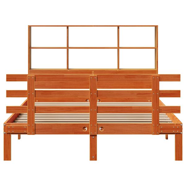 vidaXL Lit biblioth&egrave;que sans matelas cire marron 150x200 cm pin massif