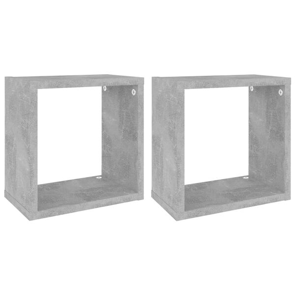 vidaXL Étagères cube murales 2 pcs Gris béton 26x15x26 cm