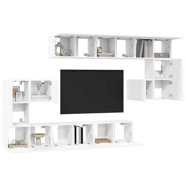 vidaXL Ensemble de meubles TV 10 pcs Blanc Bois d'ing&eacute;nierie