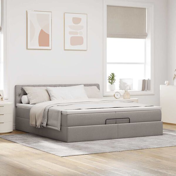 VidaXL Cadre de lit ottoman avec matelas taupe 200x200 cm tissu