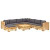 vidaXL Salon de jardin 9 pcs avec coussins Bois de teck solide
