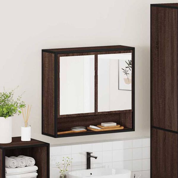 vidaXL Armoire &agrave; miroir de salle de bain ch&ecirc;ne marron bois ing&eacute;nierie