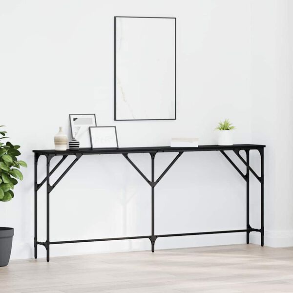 vidaXL Table console Ch&ecirc;ne noir 180 x 23 x 75 cm