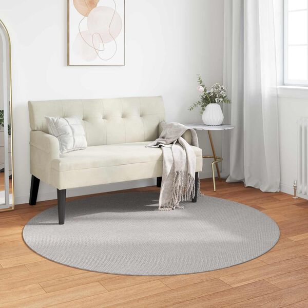 vidaXL Tapis de surface Rond LUGO Cr&egrave;me et gris &Oslash; 200 CM Polyester