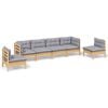 vidaXL Salon de jardin 6 pcs avec coussins gris Bois de pin massif