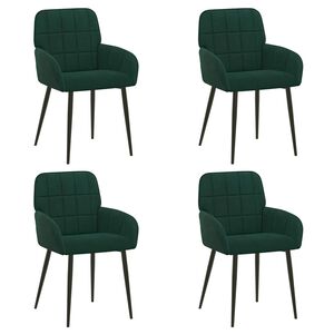vidaXL Chaises de salle &agrave; manger 4 pcs Velours Vert fonc&eacute;