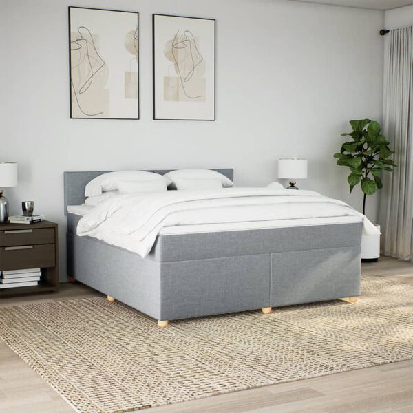 vidaXL Sommier &agrave; lattes de lit avec matelas Gris clair 180x200cm Tissu