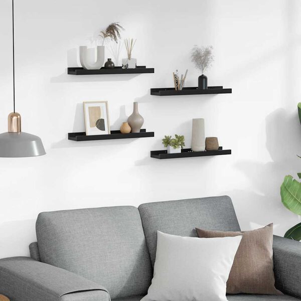 vidaXL &Eacute;tag&egrave;res murales 4 pcs Noir 40x9x3 cm