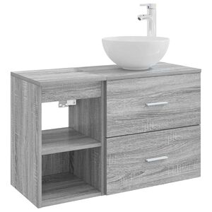 vidaXL Ensemble de mobilier de salle de bain 2 pcs Sonoma gris