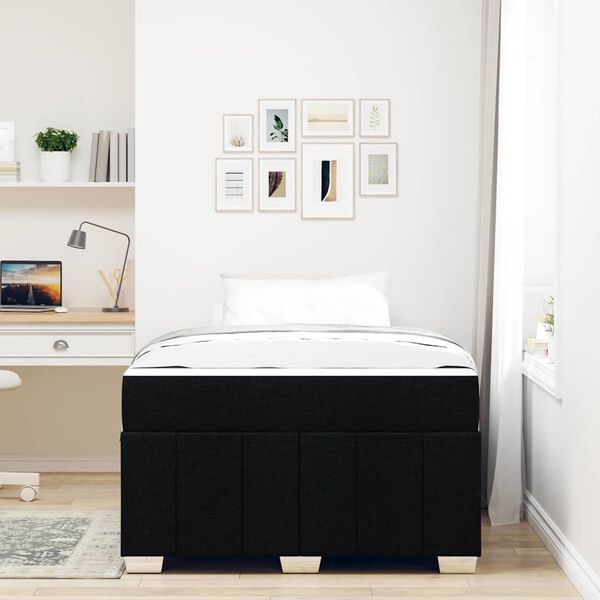 vidaXL Cadre de lit avec matelas Noir 120 x 200 cm tissu