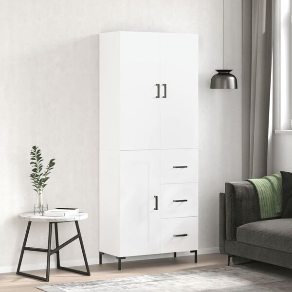 vidaXL Buffet haut Blanc 69,5x34x180 cm Bois d'ing&eacute;nierie
