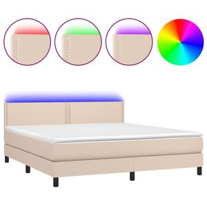 vidaXL Sommier &agrave; lattes de lit avec matelas LED Cappuccino 180x200 cm