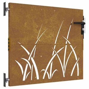 vidaXL Portail de jardin 85x100 cm acier corten conception d'herbe