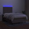 vidaXL Sommier &agrave; lattes de lit matelas et LED taupe 120x190 cm tissu