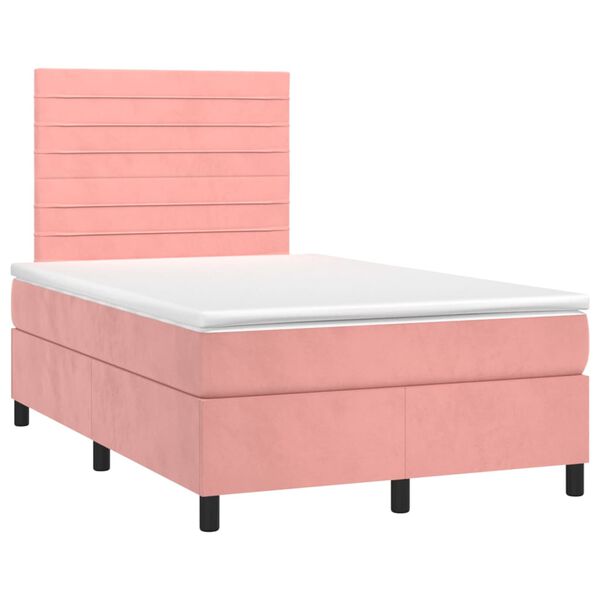 vidaXL Sommier &agrave; lattes de lit avec matelas Rose 120x200 cm Velours