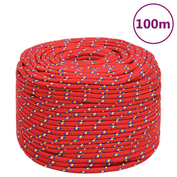 vidaXL Corde de bateau Rouge 10 mm 100 m Polypropylène