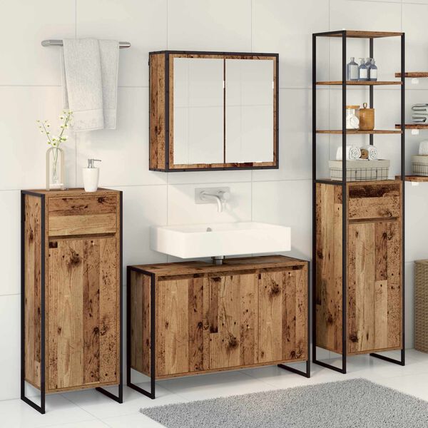 vidaXL Ensemble de mobilier de salle de bain avec tiroir Bois ancien
