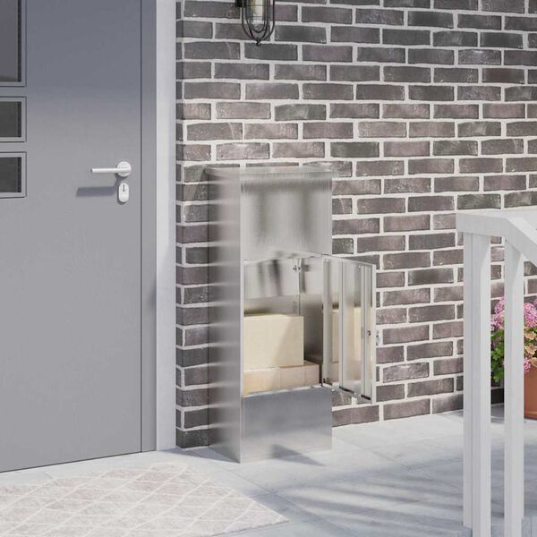 vidaXL Bo&icirc;te de d&eacute;p&ocirc;t de colis avec porte Argent&eacute; 44,5 x 29 x 110,5 cm