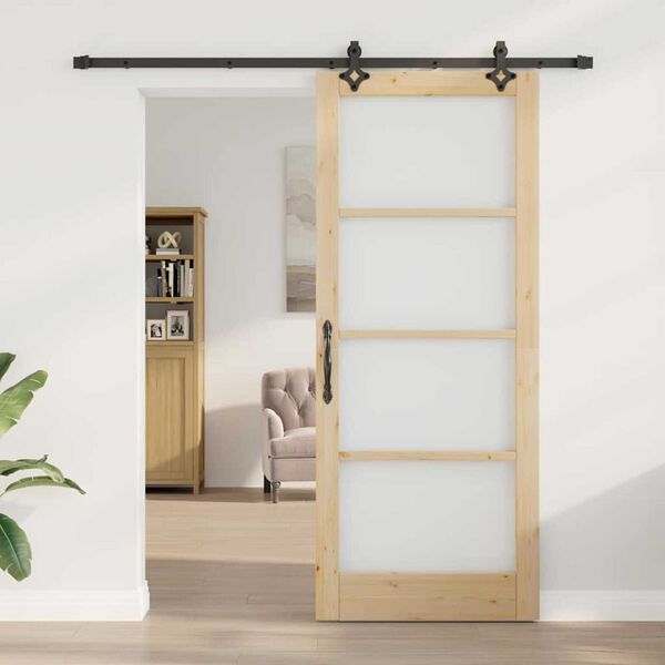 vidaXL Porte coulissante ORKDAL Naturel et Noir 86 x 211 cm