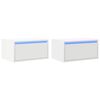 vidaXL Tables de chevet murales avec lumi&egrave;res LED 2 pcs blanc