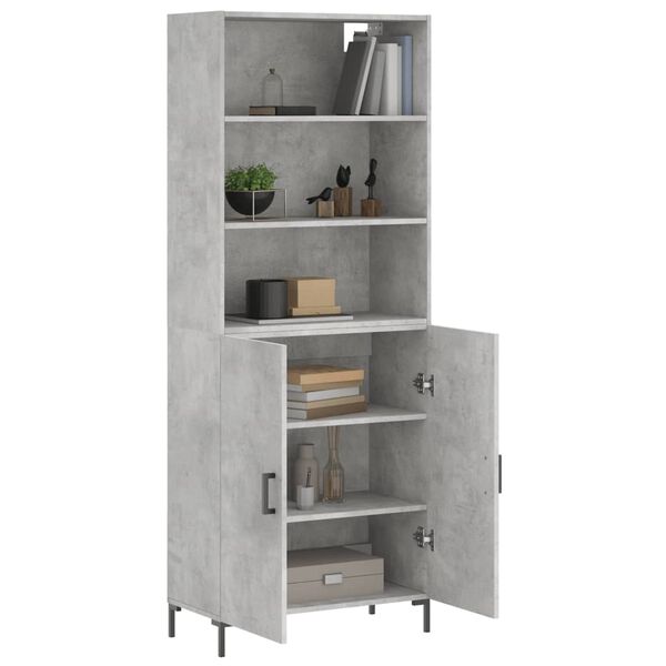 vidaXL Buffet haut Gris b&eacute;ton 69,5x34x180 cm Bois d'ing&eacute;nierie