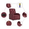 vidaXL Fauteuil inclinable de massage électrique rouge bordeaux