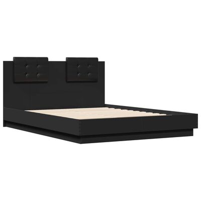vidaXL Cadre de lit avec tête de lit et lumières LED noir 120x190 cm