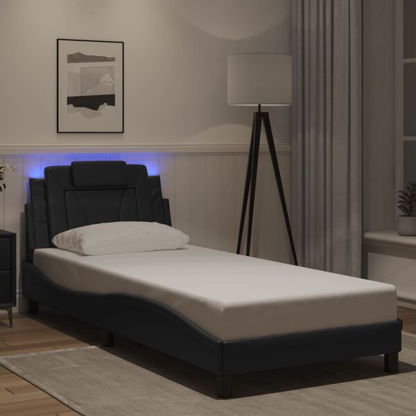 vidaXL Cadre de lit Viana avec LED sans matelas noir 90x200 cm